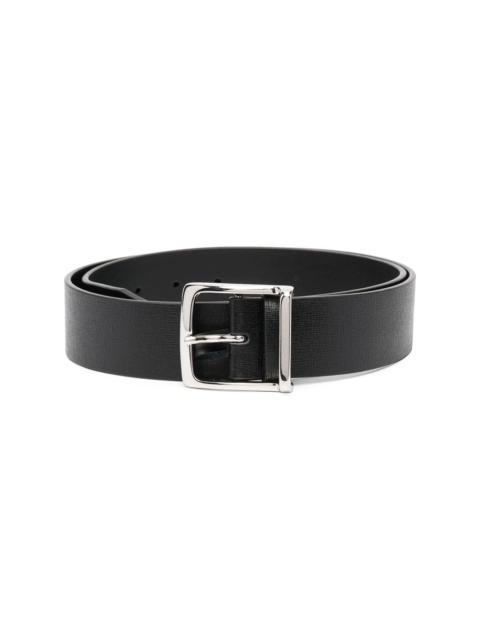 buckled leather belt