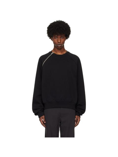 HELIOT EMIL™ Black Sequence Zip Crewneck Sweatshirt