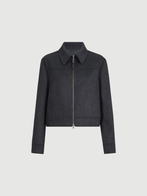 Brunello Cucinelli Wool flannel outerwear jacket with shiny zipper pull