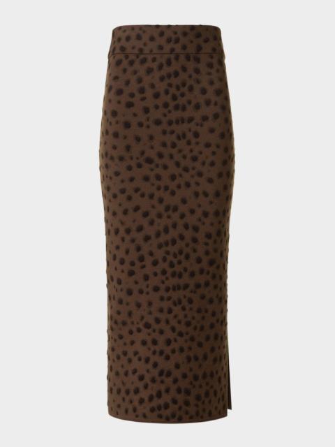 AKRIS Leopard Jacquard Knit Midi Tube Skirt