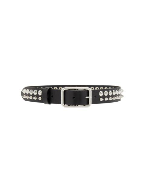 LEATHER BELT WITH SPIKES - 3CM