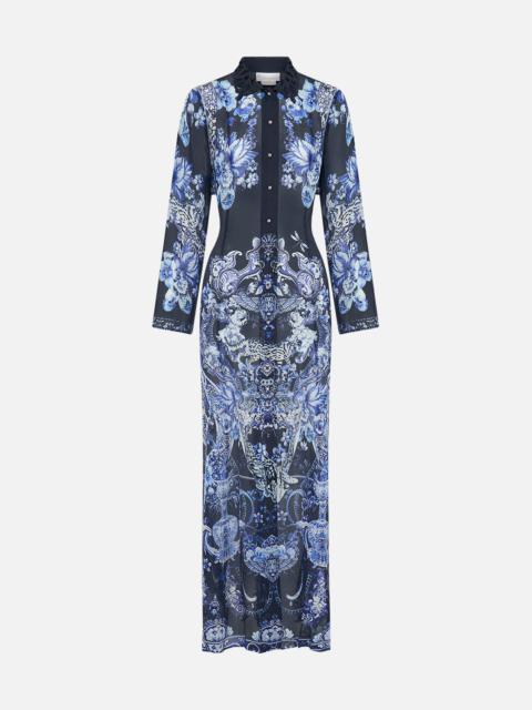 CAMILLA PRINTED TRENCH WITH CUTWORK LACE COLLAR
