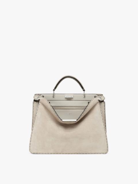 FENDI Beige suede and Cuoio Romano leather bag