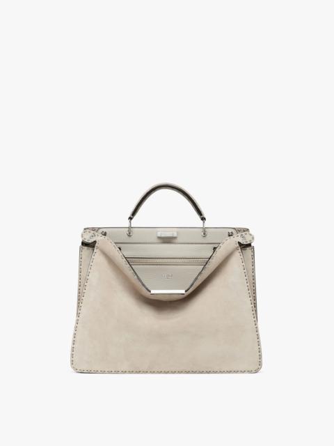 Beige suede and Cuoio Romano leather bag