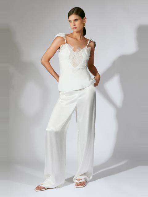 BARDOT Devin Mid Rise Satin Pant In Orchid White