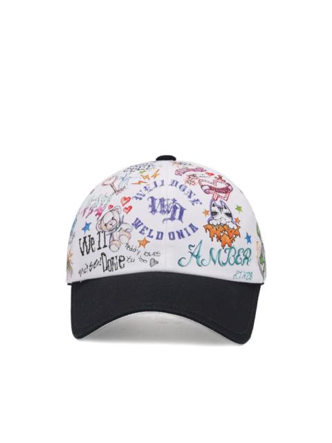 We11done doodle-print baseball cap