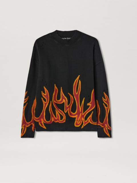 GARMENT DYE GRAFFITI FLAMES SWEATSHIRT