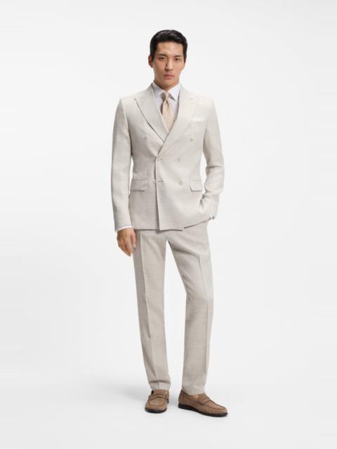 BOSS TWO-PIECE SLIM-FIT SUIT IN STRIPED LINEN AND WOOL