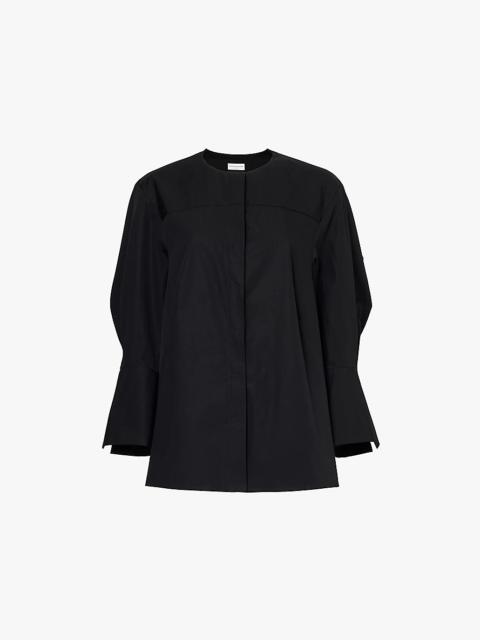 Clarissa round-neck cotton-poplin shirt