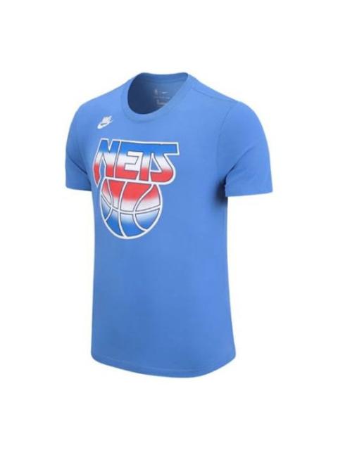 Nike Men's Nike NBA Brooklyn Nets Printing Casual Pullover Short Sleeve Blue T-Shirt CT9920-402