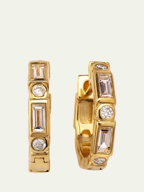 SYDNEY EVAN 14k Baguette & Round-Cut Diamond Hoop Earrings