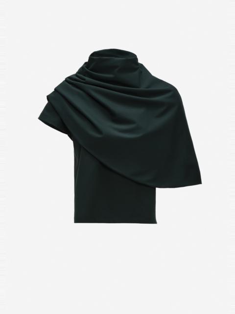 MAGDA BUTRYM T-shirt with draped cape in dark green