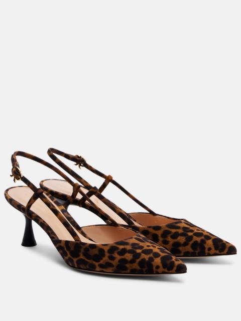 Gianvito Rossi Ascent leopard-print suede slingback pumps
