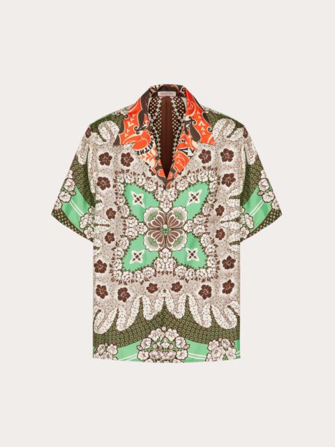 Valentino SILK TWILL BOWLING SHIRT WITH VALENTINO BANDANA FLOWER PRINT