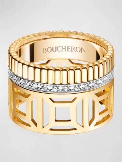 Boucheron Quatre Radiant Openwork Ring with Diamonds, Size 56