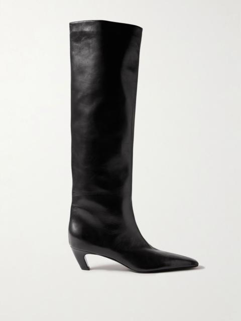 KHAITE Davis leather knee boots Black