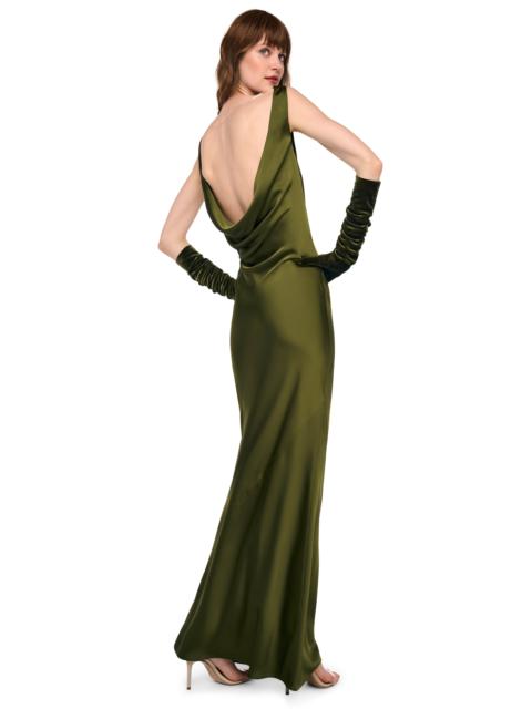 NORMA KAMALI SLEEVELESS LOW BACK DRAPE GOWN