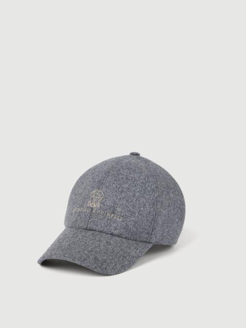 Brunello Cucinelli Virgin wool flannel baseball cap with embroidered logo
