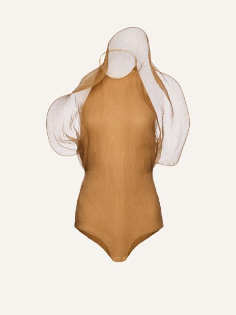 MAGDA BUTRYM Silk organza bodysuit in beige