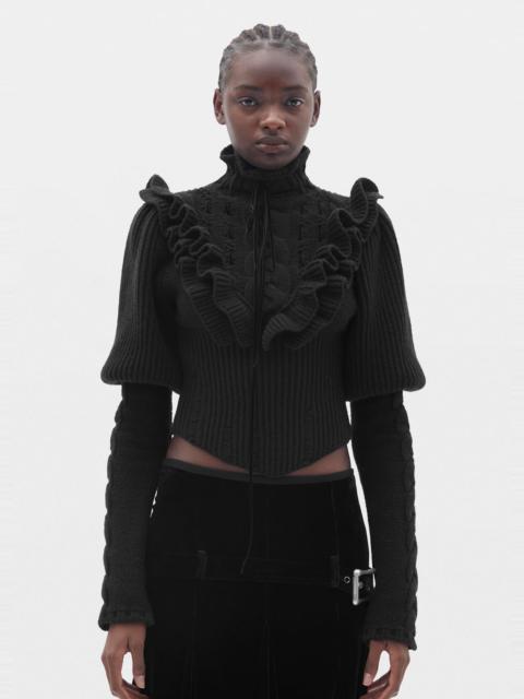 Ann Demeulemeester Liva Cable Knit Plastron Fitted Sweater