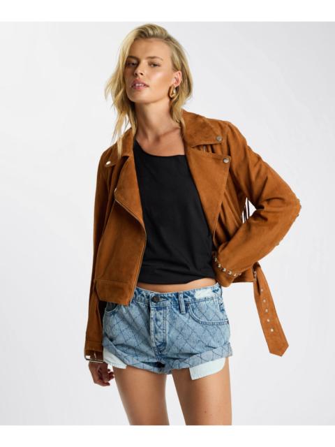 ONE TEASPOON Whiskey Fringed Studded Suede Jacket - Brown