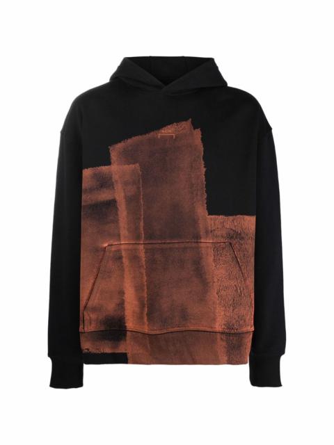 abstract-print cotton hoodie