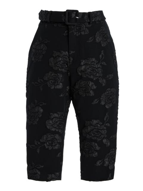 ROTATE Belted Jacquard Capri Pants black