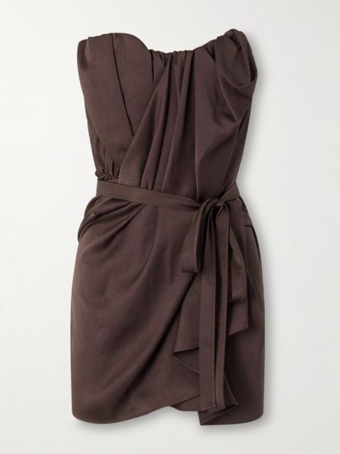 Vivienne Westwood Susana Strapless Draped Crinkled-satin Mini Dress