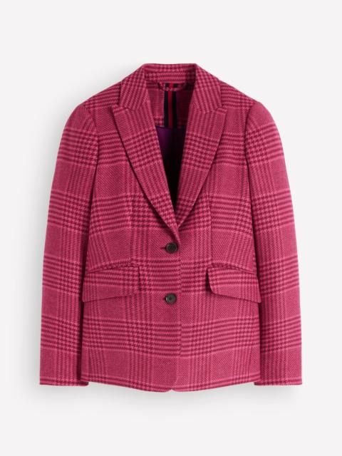BODEN Stamford Wool Blazer-Pink And Maroon Check