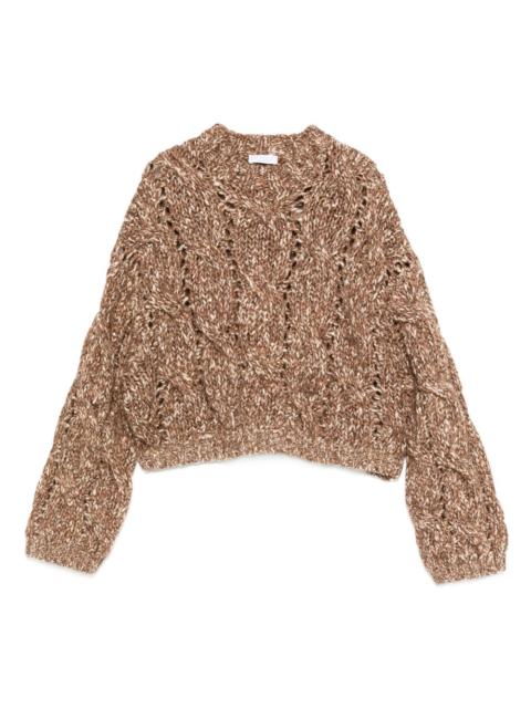Brunello Cucinelli cable-knit balloon-sleeve sweater