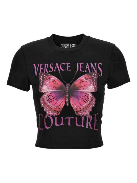 VERSACE JEANS COUTURE butterfly-embellished cropped top
