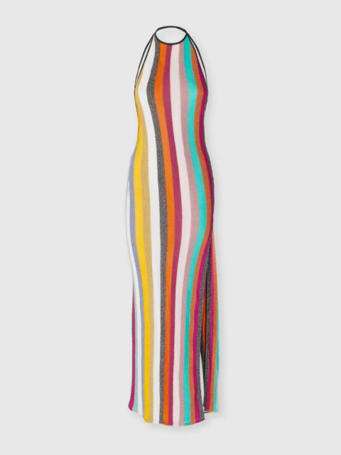 Missoni Long dress in striped ribbed knit lamé