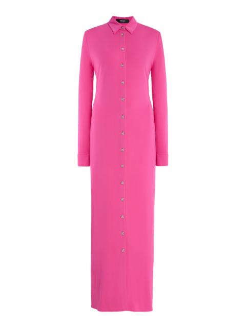 VERSACE La Vacanza Crepe-Jersey Maxi Shirt Dress pink
