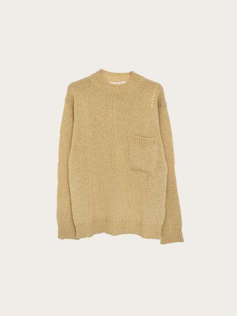 Marni Soft Shetland Sweater w/ Embroidery - Vanilla