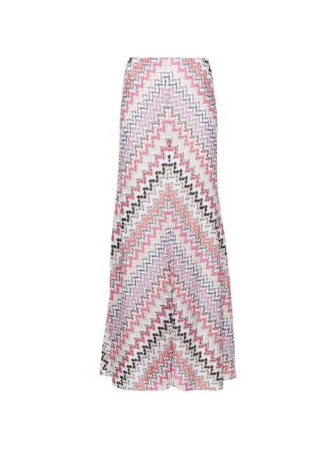 zigzag-woven long-length skirt