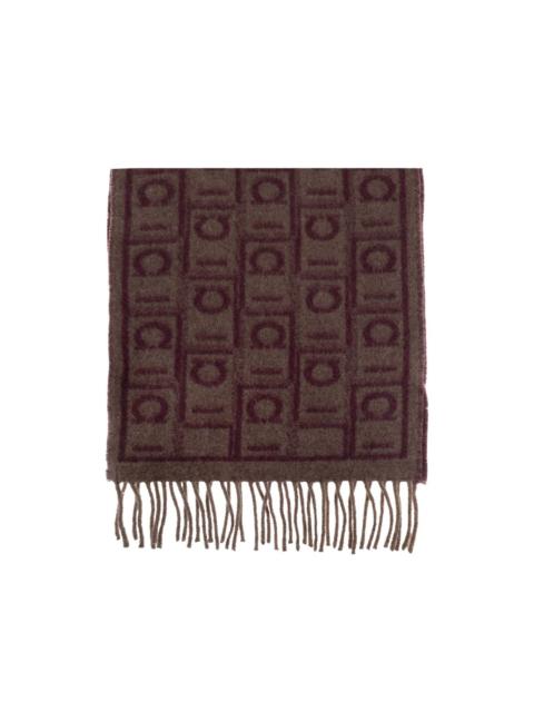 FERRAGAMO Gancini-pattern fringed scarf