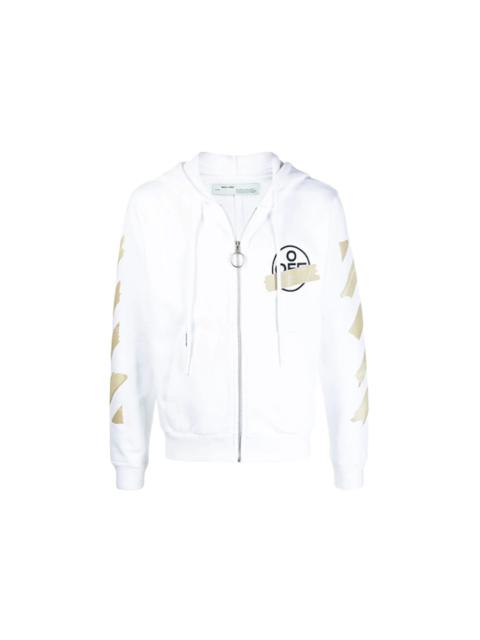Off-White OFF-WHITE Tape Diag Arrows Zip Up Hoodie White
