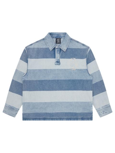 BILLIONAIRE BOYS CLUB SCRIPT DENIM LONG SLEEVE RUGBY SHIRT