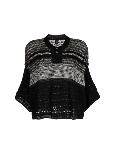 open-knit batwing-sleeves jumper