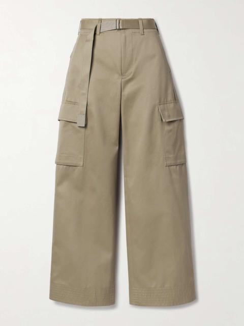sacai Belted cotton-twill wide-leg cargo pants