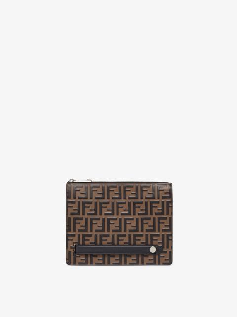FENDI Brown leather slim pouch