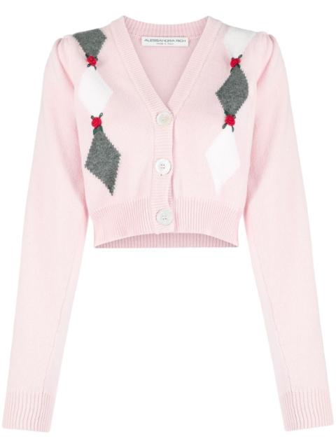 Alessandra Rich intarsia-knit floral-detail cardigan