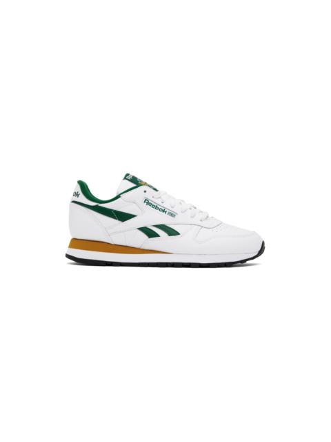 Reebok White & Green Classic Leather Sneakers