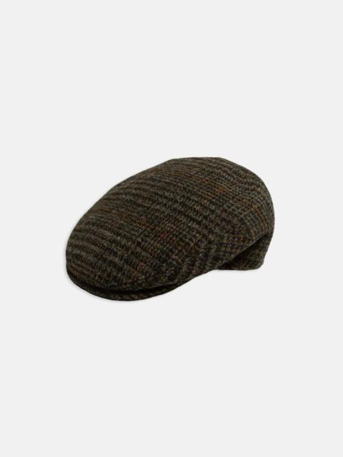 J. PRESS MADE-IN-ITALY OLIVE GLEN PLAID HARRIS TWEED IVY CAP