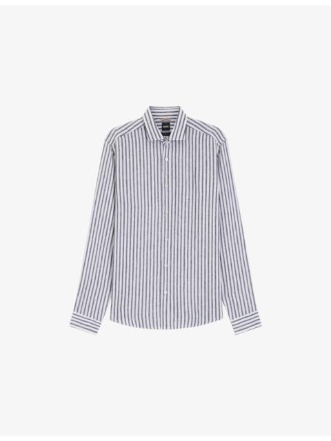 BOSS Striped Long-Sleeved Linen Shirt