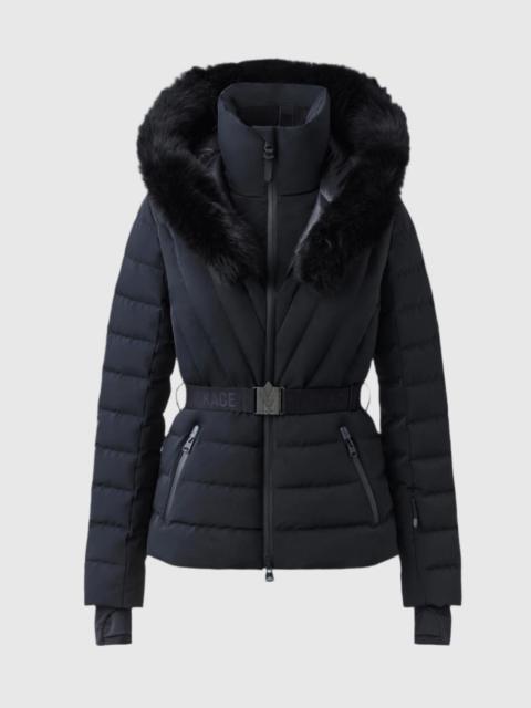 MACKAGE ELITA Down ski jacket with removable blue fox fur trim