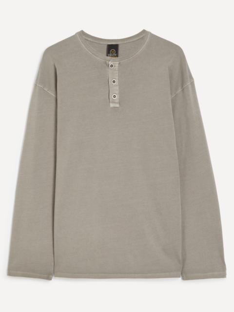 FrizmWORKS Pigment Dyeing Henley Long-Sleeve T-Shirt in Warm Grey