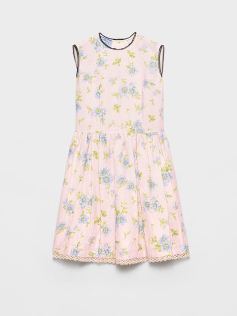 Prada Pleated floral print linen dress