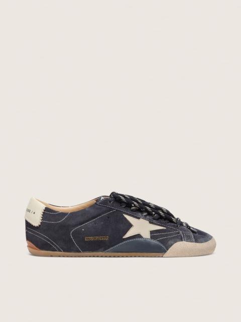Golden Goose Women's True-Star in dark blue suede with white nappa leather star and heel tab
