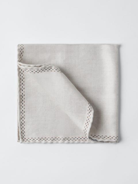 Brunello Cucinelli Silk pocket square with logo